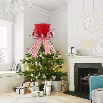 Шляпа для украшения рождественской елки Yousheng, большая бархатная шляпа и украшения в виде банта, праздничная декоративная шляпа для украшения дома красный