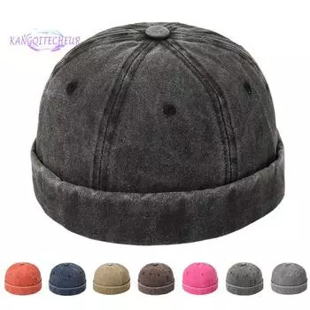 Шляпа-докер, однотонная, регулируемая, дышащая, без полей, легкая, декоративная, в стиле ретро, матросская шляпа на четыре сезона, повседневная шляпа светло-серый