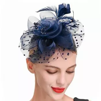 Шляпа Fascinators с сетчатым цветком, искусственным жемчугом, перьями, украшением для головы для чаепития, ретро-обруч для волос, повязка на голову для вечеринки жёлтый