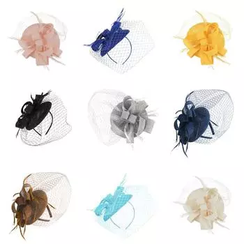 Шляпа-фасинатор с вуалью для женщин, ретро-чаепитие, таблетка, дерби, Кентукки, шляпа-фасинатор с перьями серый