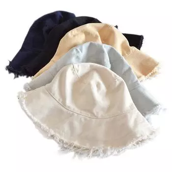 Шляпа Харадзюку, женская рыбацкая шляпа, летняя японская маленькая свежая литературная шляпа от солнца 55cm-60cm чёрный