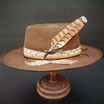 Шляпа из овечьего фетра с верхом из свинины, фетровая шляпа из цельного овечьего фетра, фетровая шляпа из чистой шерсти с перьями
