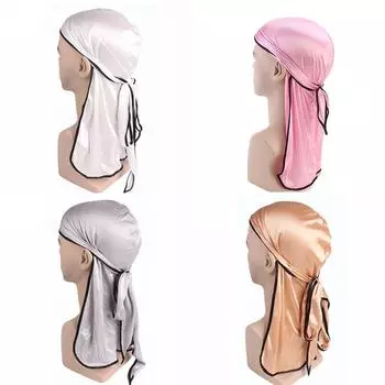 Шляпа Эластичная шапка из шелкового атласа с длинной косой в стиле пирата Химиотерапия 45*24cm чёрный