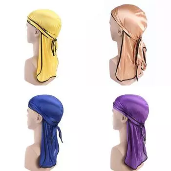 Шляпа Эластичная тесьма Пиратская шляпа с длинным хвостом Шелковый атласный колпак Химиотерапия 45*24cm чёрный