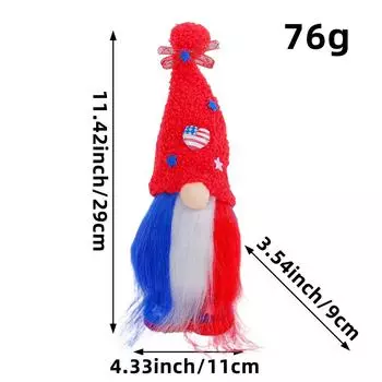 Шляпа ко Дню независимости Америки, безликая лесная пожилая кукла, креативное украшение для дома C1-6 Red Hat [26 * 9 * 11cm]