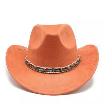 Шляпа ковбоя в стиле бохо из замши с загнутыми краями в стиле вестерн для мужчин и женщин, для улицы, с загнутыми полями, в этническом стиле, фетровая шляпа M56-59cm