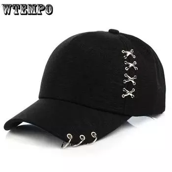 Шляпа Креативное кольцо для пирсинга Бейсбольная кепка в стиле панк Gorras Bone Masculino Feminino Beisbol Hip Hop Snap белый