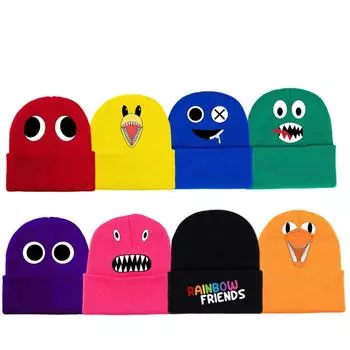 Шляпа Мультяшная Творческая плюшевая теплая вязаная шапка для взрослых и детей на осень и зиму One Size синий