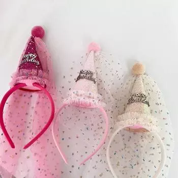 Шляпа на день рождения для детей, повязка на голову в корейском стиле, обруч для волос для девочек, аксессуары для волос, повязка на голову на день рождения