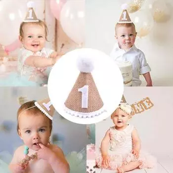 Шляпа на день рождения с помпоном, эластичная плетеная без деформации, широкое применение, украшает легкую шапку для дня рождения новорожденного ребенка для детей A