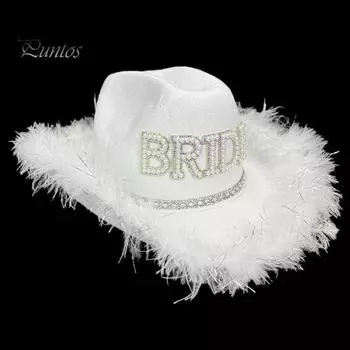 Шляпа невесты-ковбоя с искусственным жемчугом и стразами, меховая кайма, большие поля, защита от солнца, ретро-стиль вестерн, сценическое шоу, выступление, свадебная вечеринка белый