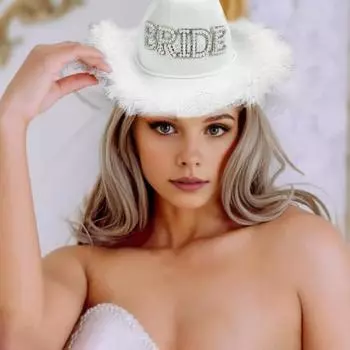 Шляпа невесты-ковбоя с искусственным жемчугом и стразами, меховая кайма, большие поля, защита от солнца, ретро-стиль вестерн, сценическое шоу, выступление, свадебная вечеринка