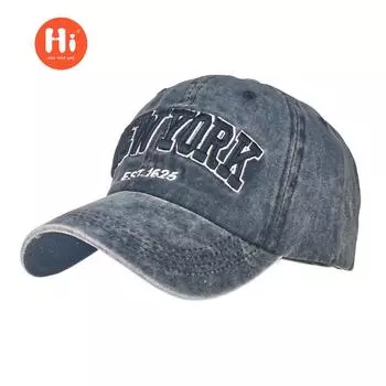 Шляпа новая весенне-осенняя бейсболка из стираной ткани с вышитыми буквами NEW YORK красный