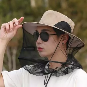 Шляпа от солнца для улицы с защитой лица от ультрафиолета, легкая, ветрозащитная, регулируемый ремешок, для мужчин, для рыбалки, пчеловодства, пешего туризма, кемпинга, скалолазания, сетка B