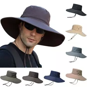 Шляпа от солнца с однотонным оттенком, рыбацкая шляпа, мужская летняя шляпа от солнца для пешего туризма One Size