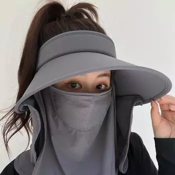 Шляпа от солнца с шалью, велосипедная устойчивая к ультрафиолетовому излучению пустая шляпа, новая шляпа с защитой от ультрафиолета, женская шаль серый