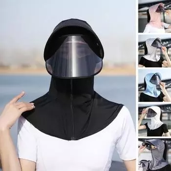 Шляпа от солнца с широкими полями и защитой лица. Мягкая дышащая многофункциональная летняя велосипедная кепка с защитой от ультрафиолета. Кепка для рыбалки. чёрный