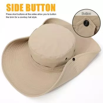 Шляпа от солнца с широкими полями, защита от ультрафиолета, складная панама для рыбалки, пешего туризма, кемпинга, с полями 12 см хаки
