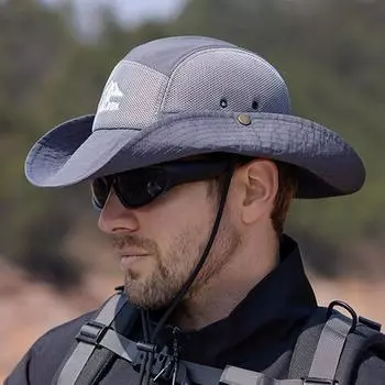Шляпа от солнца с вышивкой для мужчин, шляпа-ведро для сафари, пешего туризма, нейлоновая уличная дышащая шляпа-ведро для пешего туризма и рыбалки, дышащие пляжные шляпы