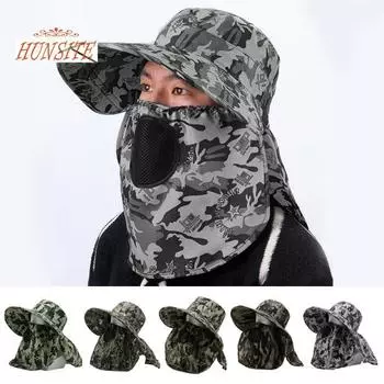 Шляпа от солнца, солнцезащитный козырек на все лицо, с широкими полями, защита от УФ-лучей, защита от солнечных ожогов, защита от солнца, летняя уличная походная рыбалка, шляпа для сбора чая, мужская поставка чёрный/зелёный