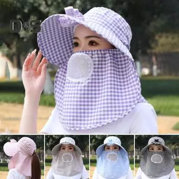 Шляпа от солнца унисекс с лицевой передней крышкой Защита лица и шеи USB-регулировка трех передач Электрический вентилятор Полая сетка Анти-УФ Складной солнцезащитный крем Дышащий кофейный