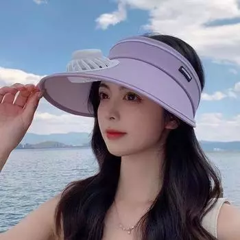 Шляпа от солнца, женская летняя солнцезащитная шляпа с вентилятором, пустая верхняя часть, большие поля, для езды на велосипеде, защита лица от ультрафиолета бежевый
