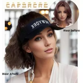 Шляпа парик с синтетическими волосами, летняя шляпа от солнца, бейсболка, короткие волнистые вьющиеся волосы для женщин, мода 12inches