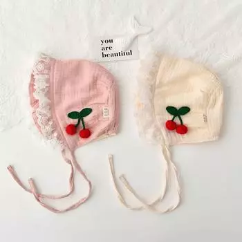 Шляпа принцессы Детская шляпа Сезонная шляпа для суда Женское сокровище в иностранном стиле Кружева Ухо Шляпа для младенца Хлопок Crouch Suitable for 0-12 months 38-46cm lace up