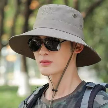 Шляпа рыбака, мужская весенне-летняя солнцезащитная шляпа, складная солнцезащитная шляпа для альпинизма, мужская рыболовная шляпа с ремешком для лица