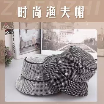 Шляпа рыбака ручной работы с блестящими бриллиантами, полная ромбовидная шляпа тяжелой промышленности с плоским верхом, солнцезащитная шляпа бренда Tide, модная универсальная шляпа для бассейна Tide one size fits all чёрный