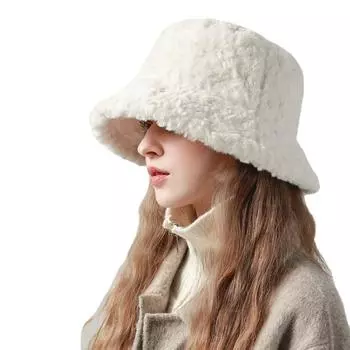 Шляпа с большой головой, женская зимняя теплая корейская шапка, осенне-зимняя плюшевая бархатная шляпа-чаша M