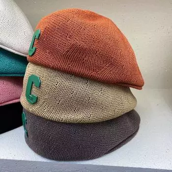 Шляпа с буквенным принтом, весна-лето 2022, тонкий дышащий берет, женский ретро-универсальный шляпа с обратным вперед, шляпа с утиным язычком, модная шляпа художника