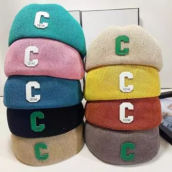 шляпа с буквой 2024 весна лето тонкий дышащий берет женский ретро универсальный обратный вперед утиный язычок шляпа модная шляпа художника белый