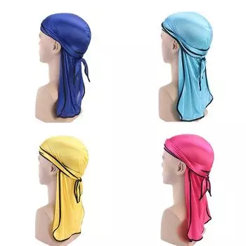 Шляпа с длинным хвостом, шелковая атласная шляпа, эластичная коса для химиотерапии, пиратская коса. 45*24cm чёрный