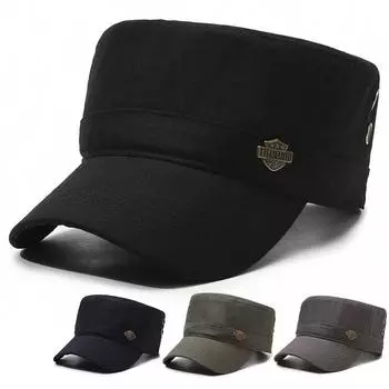 Шляпа с плоским верхом, мужская бейсболка на весну и осень, модная трендовая кепка с солнцезащитным козырьком для мужчин Adjustable тёмно-синий