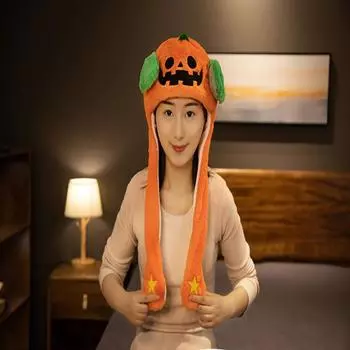 Шляпа с подушкой безопасности, зажимающая уши, будет двигаться, шляпа демона-тыквы, трансграничная шляпа на Рождество и Хэллоуин, наполнитель из полипропилена и хлопка красный