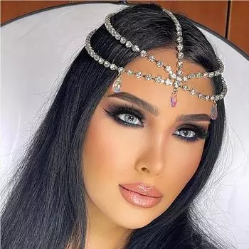 Шляпа с подвеской в виде капли воды для женщин 2022 г., цепочка для волос на лбу со стразами, свадебные украшения, головной убор, свадебные аксессуары, подарок Gold