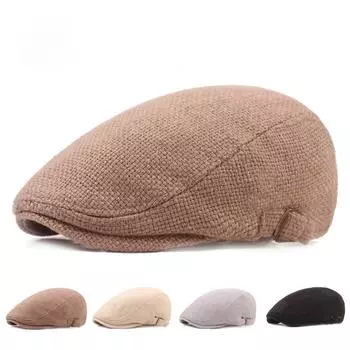 Шляпа с язычком из хлопка и льна Шляпа литературной молодежи Шляпа ретро-шляпа Шляпа среднего возраста M56-58cm серый