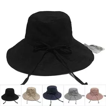 Шляпа с широкими полями для скалолазания и походов с защитой от ультрафиолета Black