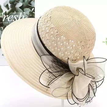 Шляпа с широкими полями из органзы и цветами, пляжные шляпы для женщин, элегантная индивидуальная весенне-летняя шляпа от солнца one size фуксия