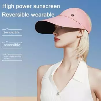 Шляпа с солнцезащитным козырьком, дизайн с полым верхом, дышащая однотонная женская летняя пляжная кепка с большими полями, защита от ультрафиолета розовый