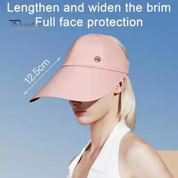 Шляпа с солнцезащитным козырьком, дизайн с полым верхом, дышащая однотонная женская летняя пляжная кепка с большими полями, защита от ультрафиолета розовый
