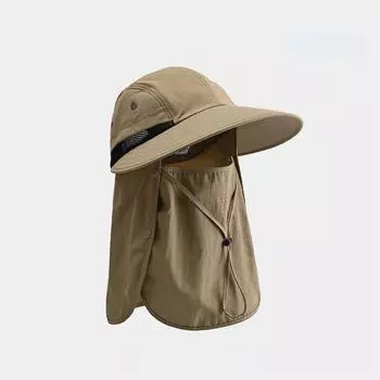 Шляпа с защитой от солнца, защитная маска для лица, женская шляпа с большими полями, для альпинизма темно-коричневого