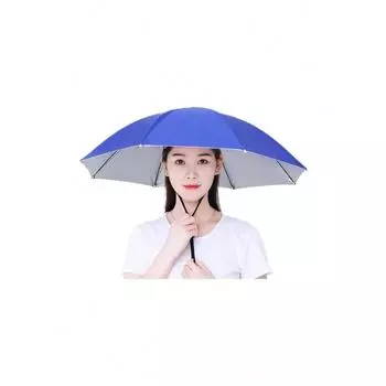 Шляпа с зонтиком, складная, крепится на голову, для защиты от солнца, для рыбалки, для дождливого дня, для мальчиков, Валентина, сердечко, Валентина one-size синий