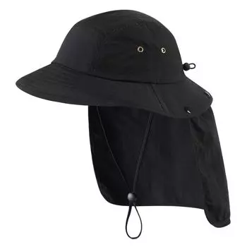Шляпа Safari Hat, закрывающая шею, широкополая шляпа с защитой от ультрафиолета, фермерская рыболовная шляпа, черная [Connectyle] мужская UPF50+ чёрный