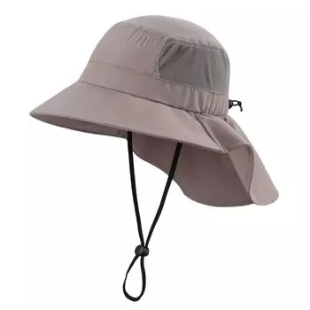 Шляпа Safari Hat, закрывающая шею, солнцезащитная шляпа с широкими полями, защита от ультрафиолета, походная шляпа для рыбалки, сельского хозяйства, серая [Connectyle] мужская UPF50+ серый