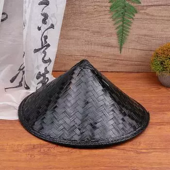 Шляпа самурая соломенная ниндзя китайская косплей японская рисовая азиатская бамбуковая коническая шляпа для вечеринки фермерская коническая декоративная шапка декоративная чёрный