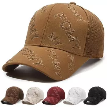 Шляпа Сетчатая бейсболка Женская горячая ромбовидная буква Пара Повседневная солнцезащитная козырек для лица Маленькая кепка с козырьком Adjustable красный