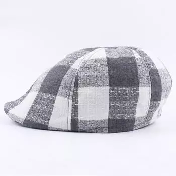 Шляпа Шесть Ткань Сращивание Цвет Клетчатый Берет Летняя Уличная Солнцезащитная Кепка Forward Hat Мужская Кепка серый