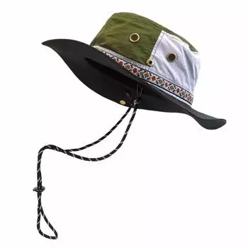 Шляпа Шляпа для приключений Шляпа для сафари Водоотталкивающая безумная модель Тирольская лента Карманный нейлон Регулируемый размер Всесезонный один размер подходит большинству [SWINGPLUS] чёрный